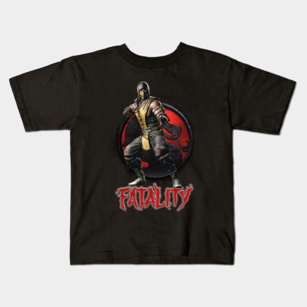 Team Scorpion Fatality Mortal Kombat Pro Kompetition Kids T-Shirt by Pannolinno